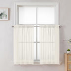OVZME Cream Sheer Curtains 36 inch Length 2 Panels Set, Light Filtering Voile by OVZME