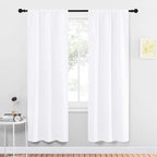 NICETOWN White Curtains 50% Blackout White Curtain Set, Modern Design Solid Rod by NICETOWN