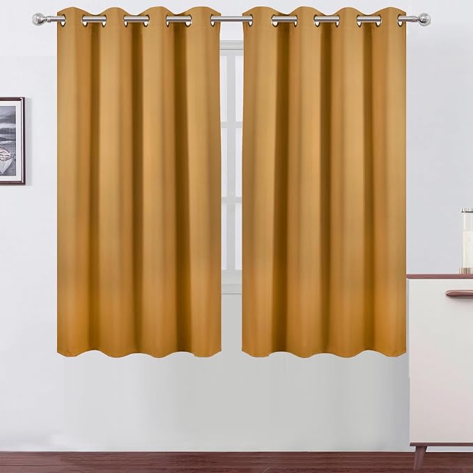 LEMOMO Mustard Yellow Blackout Curtains 52 x 63 Inch Length/Set of 2 Curtain by Lemomo