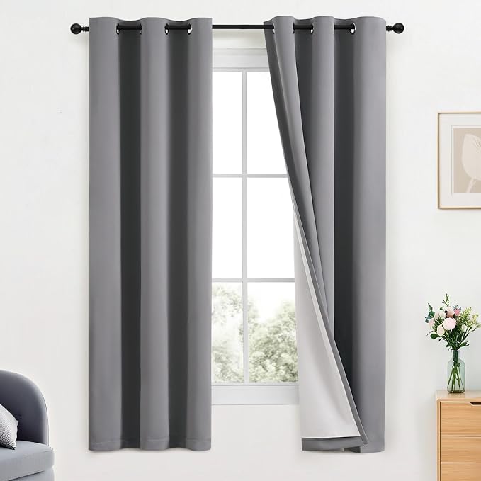 Yakamok Grey Room Darkening 100% Blackout Curtains Grommet Window Treatments by Yakamok