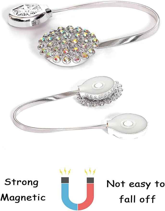 Magnetic Tiebacks for Curtains, 2 Pack Sparkling Crystal Flower Curtain - Image 4