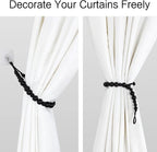 OCIOLI 2 Pieces Wood Bead Curtain Tieback Boho Curtain Tiebacks Curtain - Image 3
