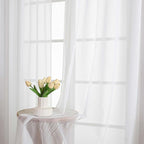 Chyhomenyc White Sheer Curtains 90 Inches Long 2 Panels, Light Filtering White - Image 9