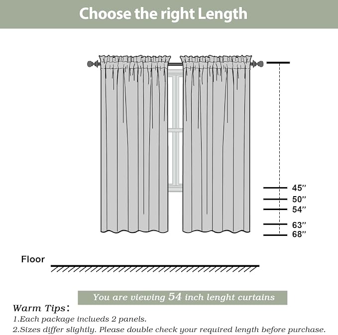 OWENIE Green Sheer Curtains 54 Inch Length 2 Panels Set - Image 8