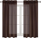 DWCN Brown Sheer Curtains Semi Transparent Voile Rod Pocket Curtains - Image 9
