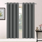 Yakamok Dark Grey Blackout Curtains, Grommet Thermal Insulated Room Darkening by Yakamok
