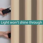 Yakamok Beige 100% Blackout Curtains, Thermal Insulated Total Blackout Drapes - Image 3