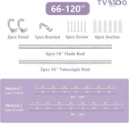 TVWOO Silver Wrap Around Curtain Rods:5/8In Blackout Adjustable Window Curtain - Image 8