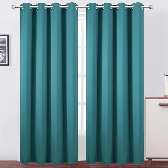 LEMOMO Blackout Curtains 52 x 90 Inch Long Sea Teal Curtains Set of 2 Panels by Lemomo