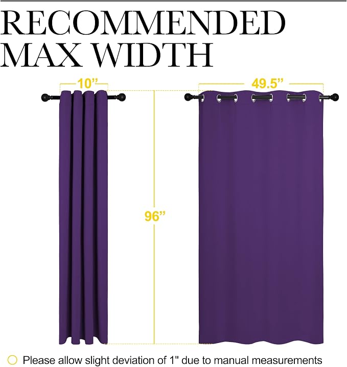 NICETOWN Purple Blackout Curtains 96 inches Long, Niose Reducing and Thermal - Image 7