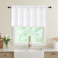 White Valances for Windows, Light Filtering Faux Linen Textured Small Short by WelvetBLK