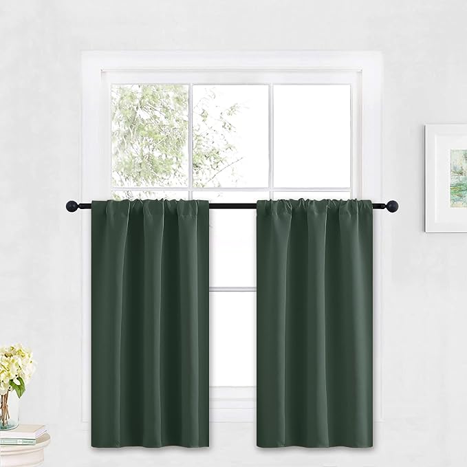RYB HOME Kitchen Blackout Curtains Over Sink 36 inch Length, Rod Pocket Summer by RYBHOME