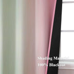 Estelar Textiler Sage Green and Pink Ombre Blackout Curtains 96 Inches Long - Image 5