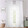 Lecloud White Sheer Curtains 120 Inches Long 2 Panels, Extra Wide Farmhouse by Lecloud