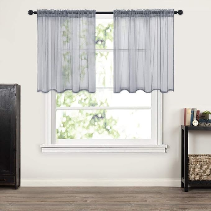 MIULEE 2 Panels Kitchen Tiers Half Window Sheer Curtains Rod Pocket Translucent - Image 7