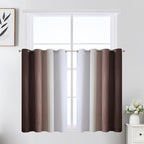 Estelar Textiler Brown and Greyish White Ombre Short Blackout Cafe Curtains 36 by ESTELARTEXTILER