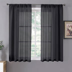 Tollpiz Short Sheer Curtains Linen Textured Living Room Curtain Sheers Light by Tollpiz