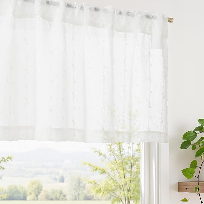 jinchan Valance Curtains for Windows 16 Inch Colorful Mini Pom-Pom Country by JINCHAN