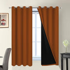 Yakamok Orange 100% Blackout Curtains, Total Blackout Lined Curtain Panels by Yakamok