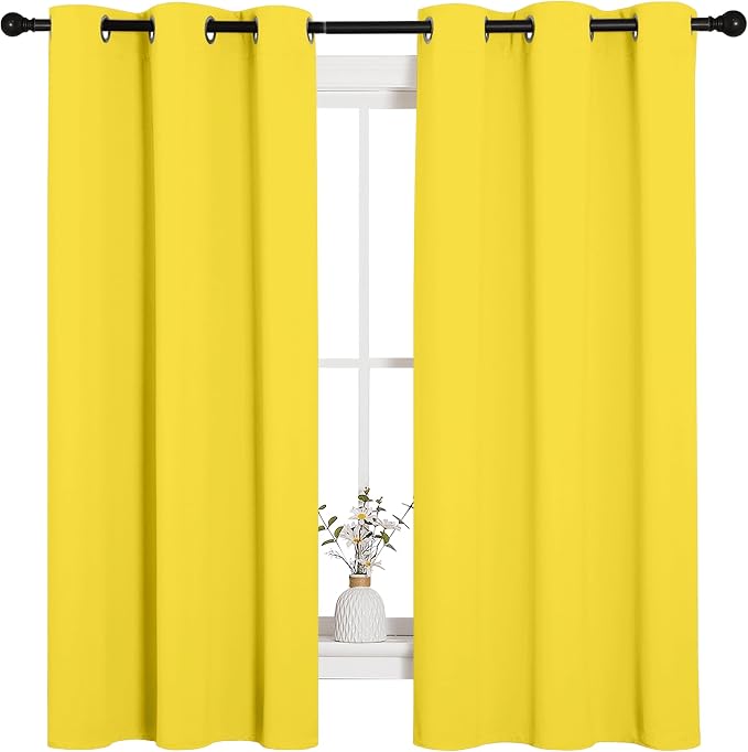 NICETOWN Bright Yellow Nursery Essential Thermal Insulated Solid Grommet Top - Image 2