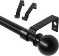Curtain Rods for Windows 28 to 48 inch, 5/8 inch Black Curtain Rod Set by ATUHOLA