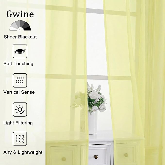 Gwine Short Kitchen Sheer Curtains 36 Inch Length - Image 4