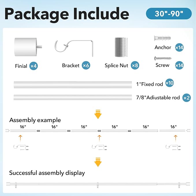 IFELS 2 Pack Heavy Duty Curtain Rods - Image 3