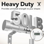 Extra Long Curtain Rods for Windows 32 to 240 Inch, 1 Inch Silver Heavy Duty - Image 6