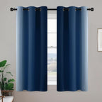 Yakamok Blue and Greyish White Ombre Curtains, Room Darkening Gradient Color - Image 2