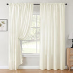 HOMEIDEAS Non-See-Through Cream Yellow Privacy Sheer Curtains, 52 X 96 Inches - Image 2