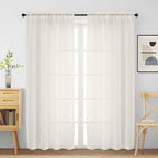 Ivory Sheer Curtains for Window 72 inches Long 2 Panels Set, Soft Airy Modern by Home