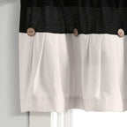 Lush Decor Linen Button Farmhouse Valance Curtians 52"W x 18"L Black & White - Image 4