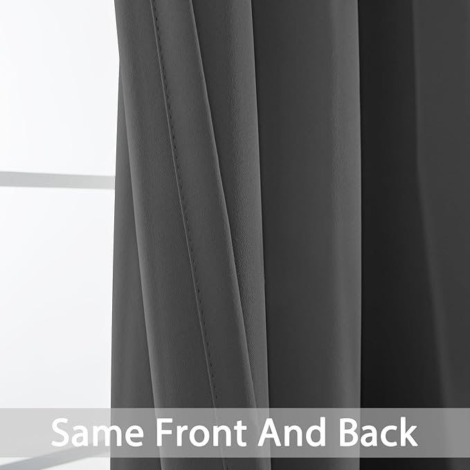 Yakamok Blackout Grey Curtains for Bedroom/Living Room Thermal Insulated - Image 3