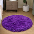 Goolela Purple Fluffy Circle Rug 3ft Faux Fur Rug by Goolela