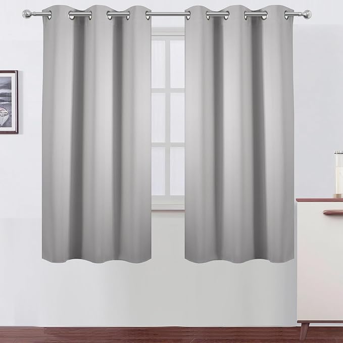 LEMOMO Light Grey Blackout Curtains 38 x 63 Inch Length/Set of 2 Curtain by Lemomo