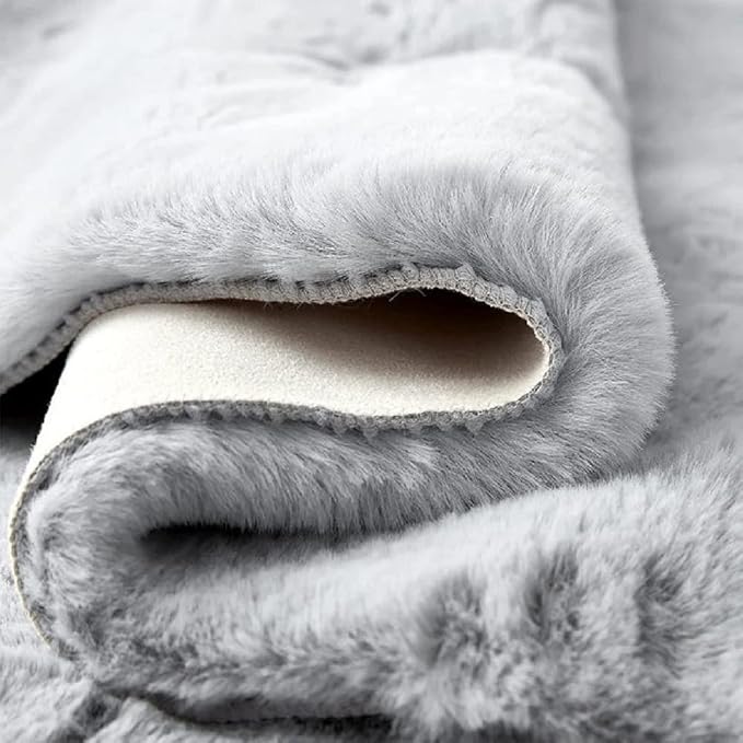 ORINOVA Light Gray Faux Fuzzy Fur Washable Rugs - Image 7