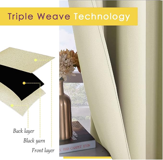 NICETOWN Thermal Room Darkening Draperies Curtains, Thermal Insulated Grommet - Image 3