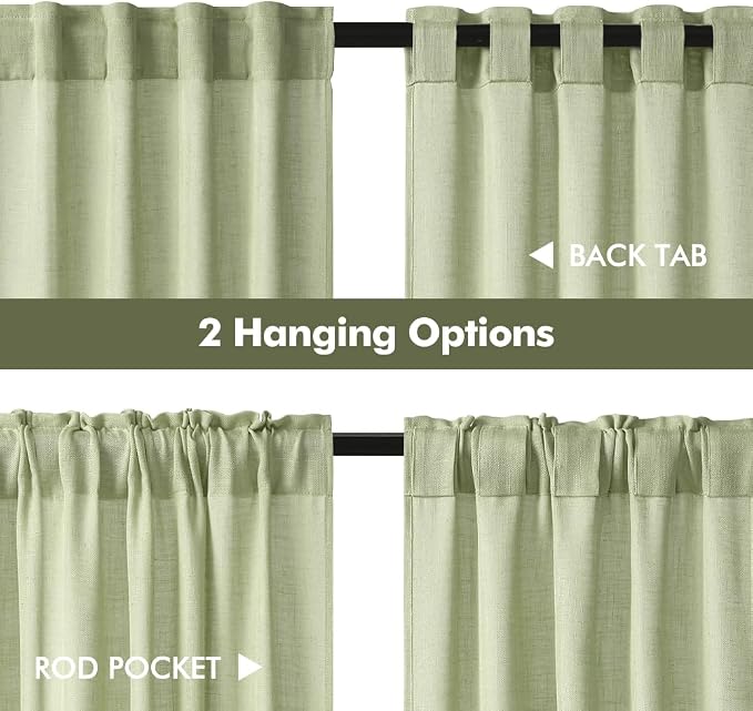 MIULEE Sage Green Kitchen Curtains 24 Inch Length 2 Panels, Soft Thick Linen - Image 5