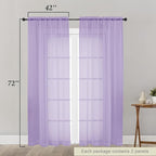 Lavender Sheer Curtain for Bedroom Living Room 72 Inches Long 2 Panels Set - Image 2