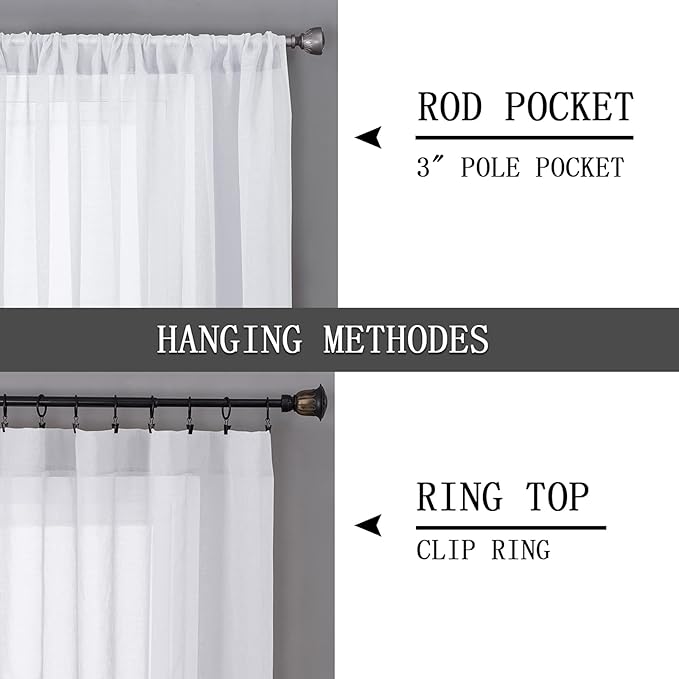 Tollpiz Sheer Tier Curtain Linen Textured Half Kitchen Curtains Sheer Light - Image 5