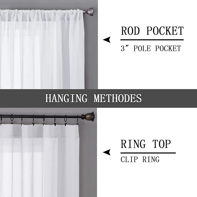 Tollpiz Short Sheer Curtains Linen Textured Bedroom Curtain Sheers Light - Image 5