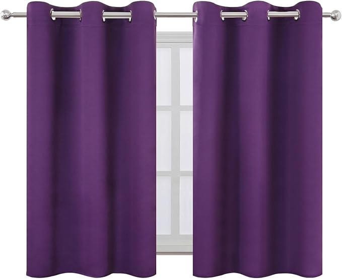 LEMOMO Purple Blackout Curtains 42 x 54 Inch Length Set of 2 Panels Grommet - Image 2