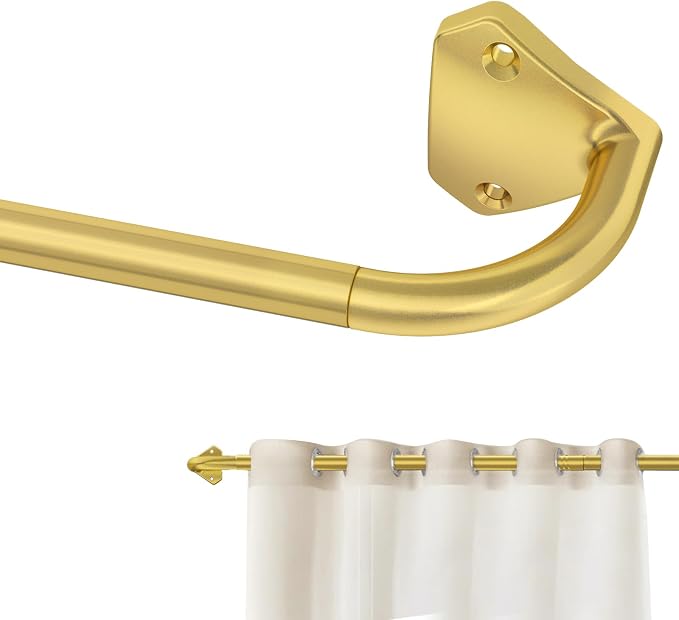 GXOACKJ Gold Curtain Rods for Windows 48 to 84 inch, 5/8 inch Adjustable Wrap by GXOACKJ
