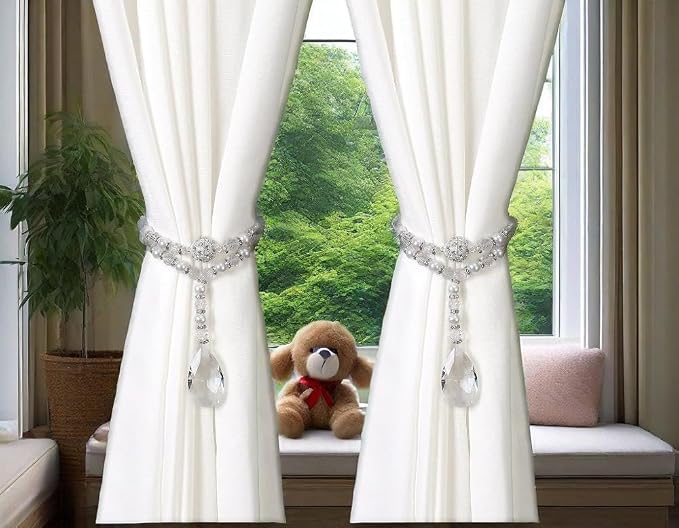 SUQ I OME 1 Pair of Luxury Pearl Beaded Magnetic Curtain Tieback and Holdback - Image 3