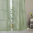 Sage Green Sheer Curtains for Bedroom Living Room 45 Inch Length 2 Panels - Image 8