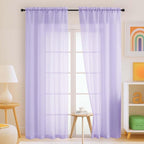Lavender Sheer Curtains 90 Inches Long 2 Panels, Light Filtering Solid Sheer by Home