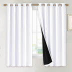 NICETOWN White 100% Blackout Lined Curtains, 2 Thick Layers Completely Blackout by NICETOWN