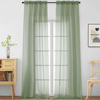 Sage Green Sheer Curtains for Windows 108 inches Long 2 Panels Set, Soft by Home