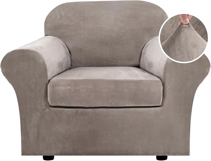 H.VERSAILTEX Rich Stretch 2 Piece Chair Cover Chair Slipcover Sofa Cover by HVERSAILTEX