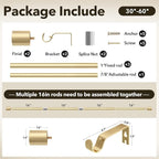 IFELS Heavy Duty Curtain Rods for Windows 28 to 48 Inch, 1 Inch Gold Curtain - Image 6